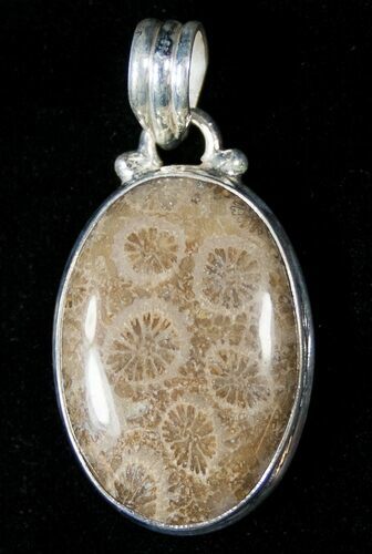 Million Year Old Fossil Coral Pendant - Sterling Silver #16795
